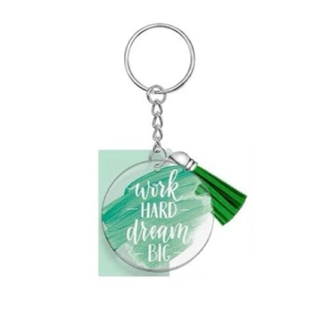 Motivational Green Keychain with Tassel